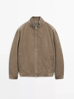 Massimo Dutti Вельветовая куртка с высоким воротником, бежевый