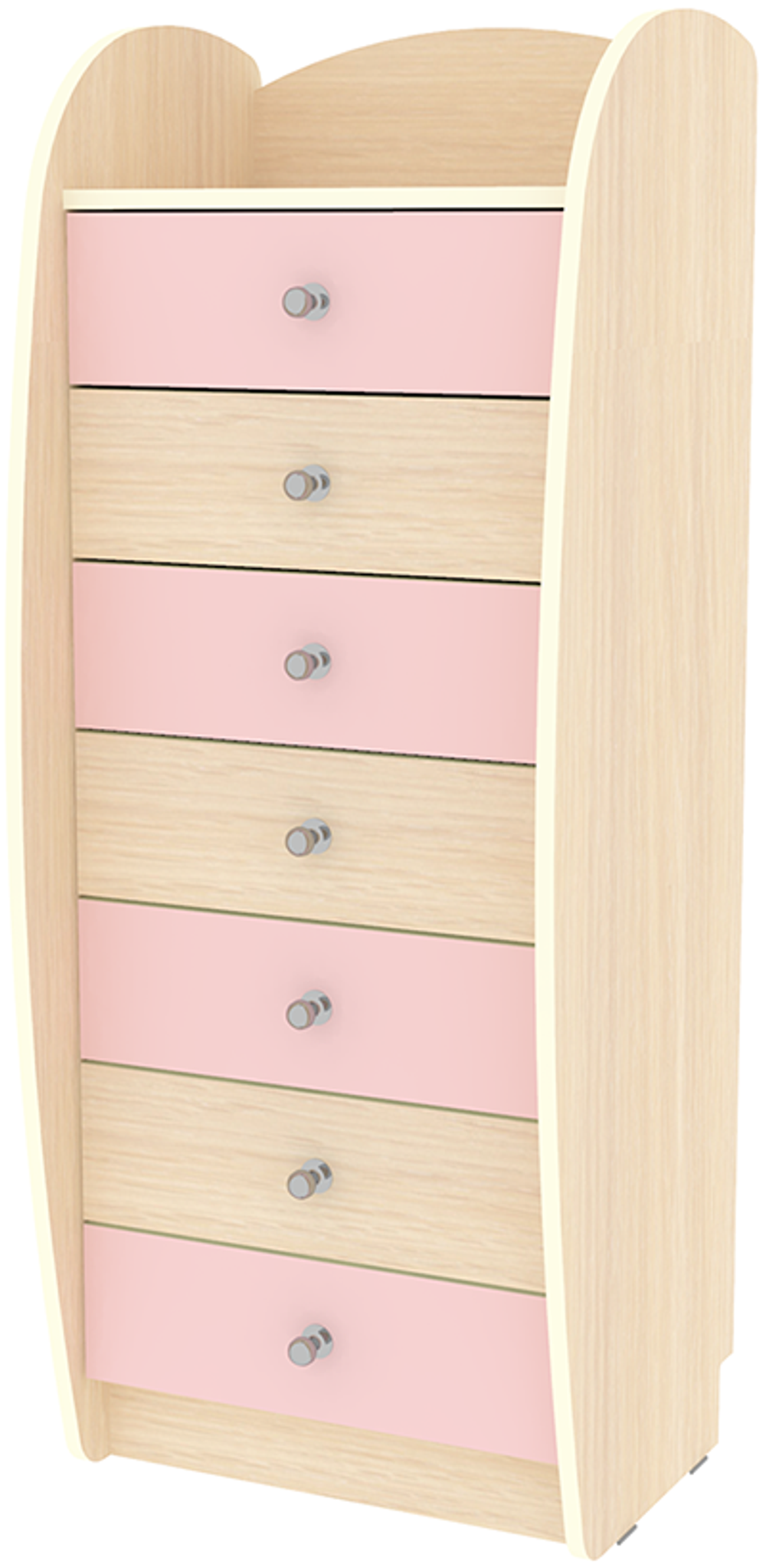 Комод КарИВи Высокий Малыш  Дуб Молочный Розовый