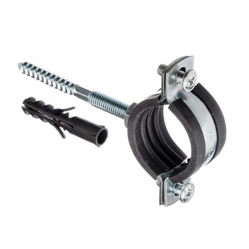 Хомут металлический с гайкой, шпилька с дюбелем