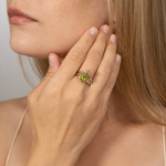 Кольцо «Лягушка» из красного золота с миксом камней