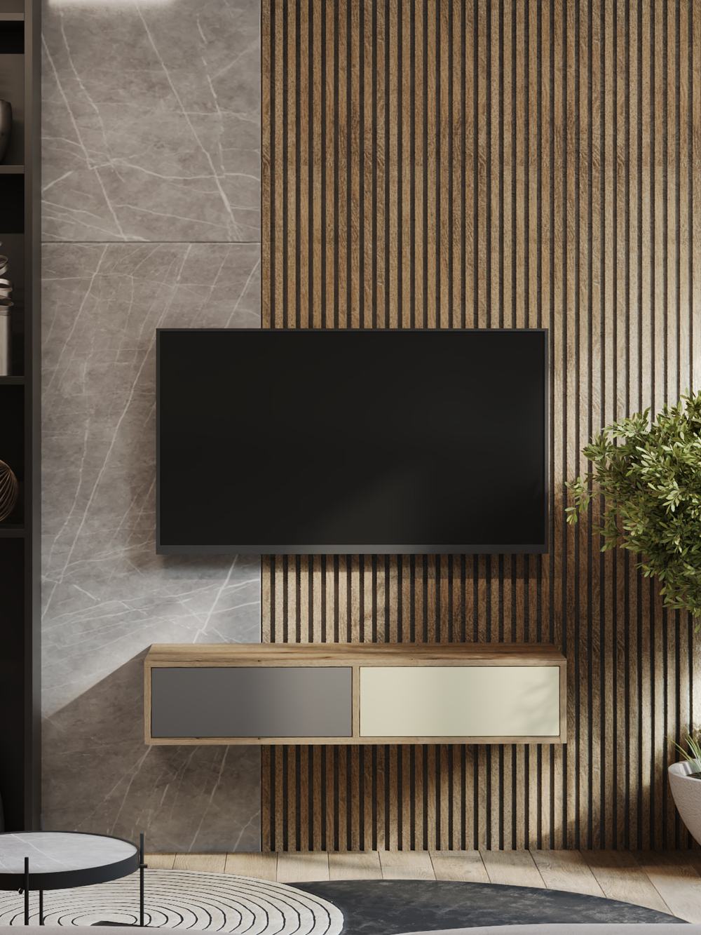 Тумба подвесная с перегородкой _Д_БЛ