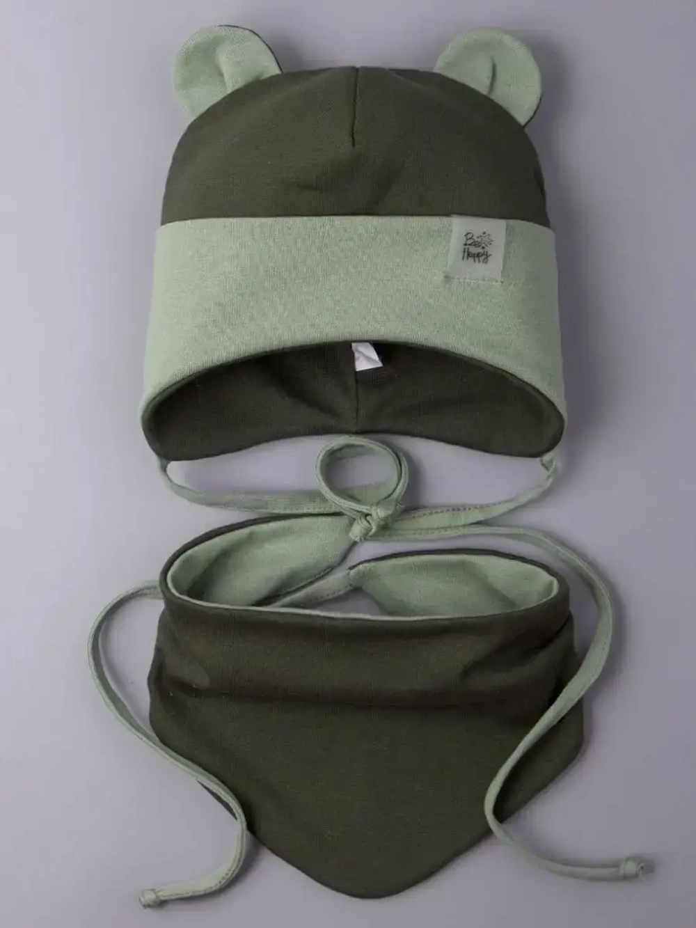 Шапка детская осенняя с ушками и снуд