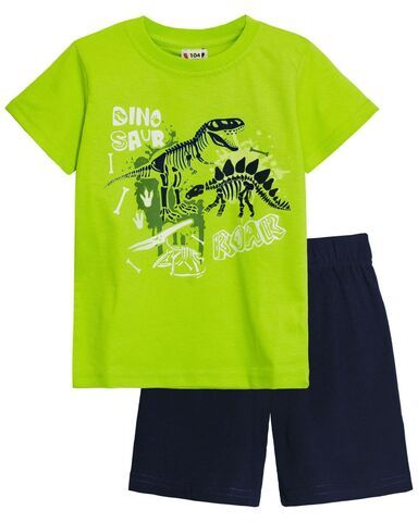 Комплект для мальчика (футболка-шорты)  4291  салатовый/т.синий