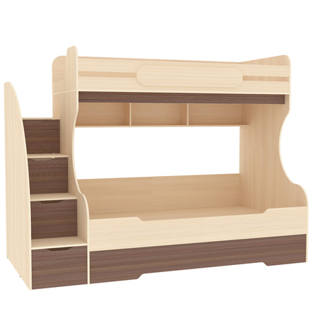 Трехъярусная кровать КарИВи БИГ  Дуб Молочный Бодего Темный