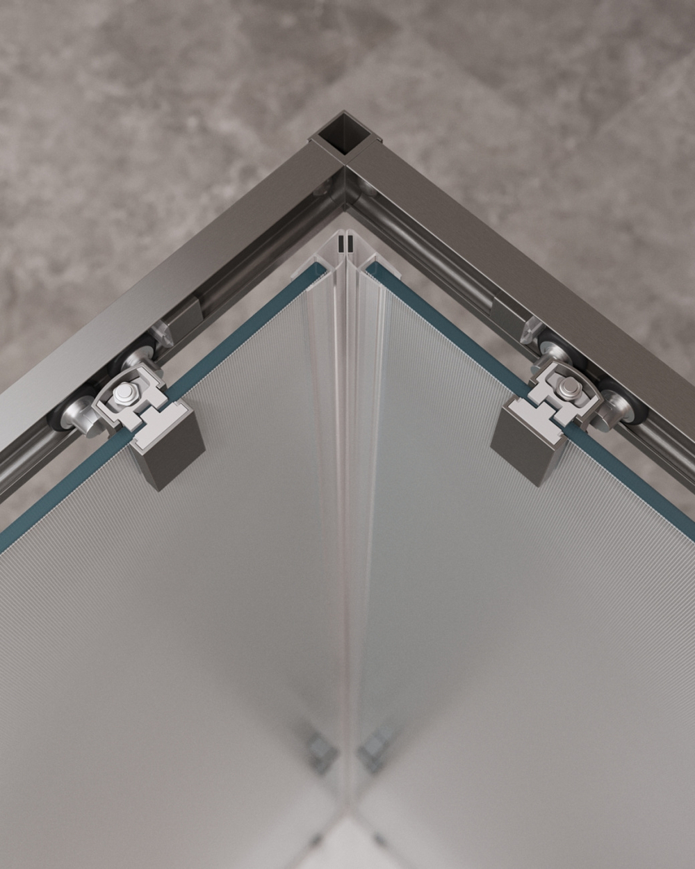 Душевой уголок Cezares MOLVENO-A-22-90+20-P-GM, 110х110х195, профиль оружейная сталь, стекло Punto