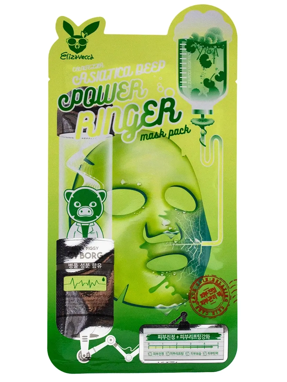 ELIZAVECCA - МАСКА ТКАНЕВАЯ ДЛЯ ЛИЦА DEEP POWER RINGER MASK PACK CENTELLA ASIATICA, 23 ML