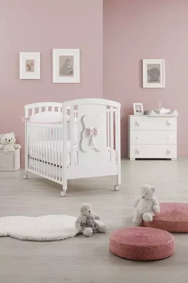 Детская кроватка на колесах Erbesi Dudu White/Rosa