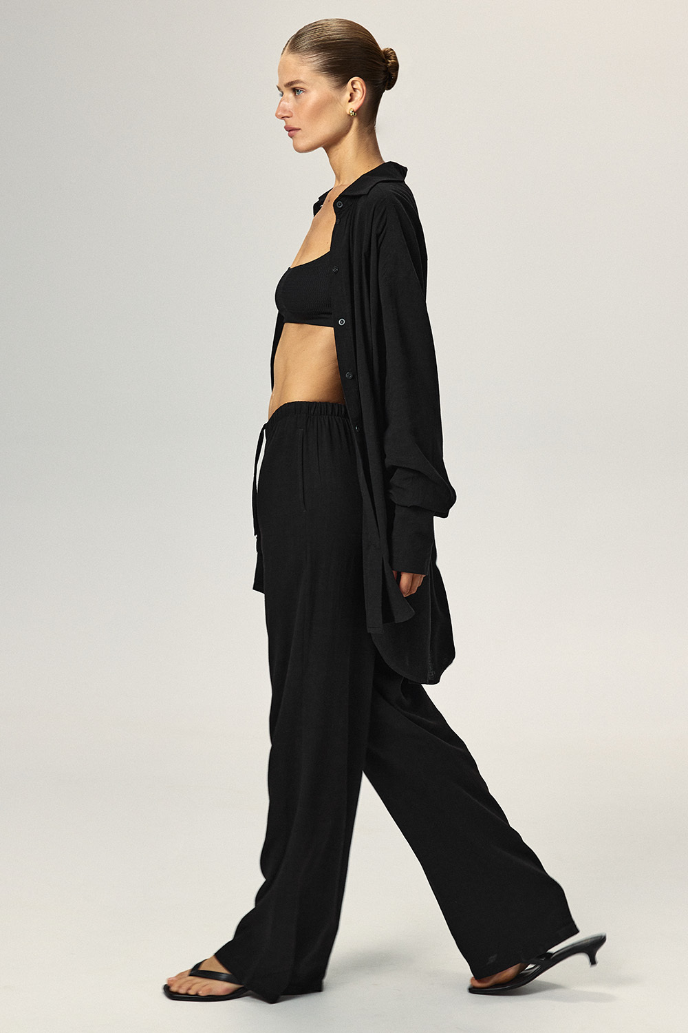 Штаны льняные на завязках MYKONOS Чёрный