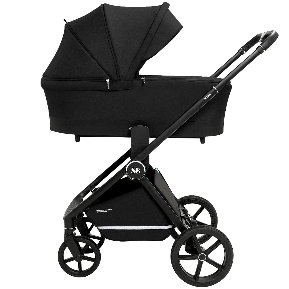 Коляска 4 в 1 Sweet Baby Stella + автокресло Elegante Plus с базой i-Size ISOFIX DK780 Black