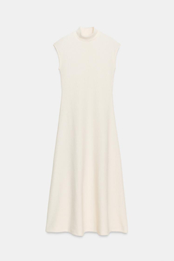 ZARA ДЛИННОЕ МЯГКОЕ ПЛАТЬЕ, ЭКРЮ