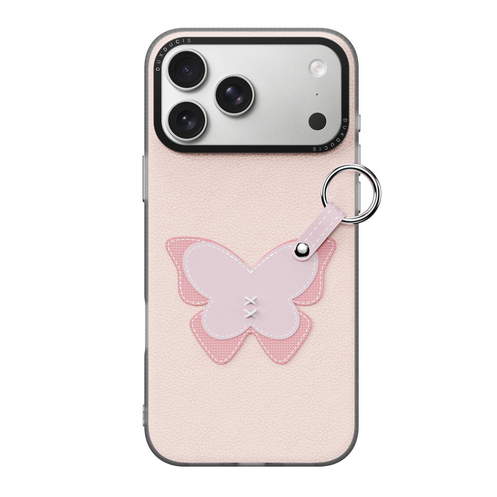 Чехол светло-розового цвета (Butterfly Edition) для iPhone 17 Pro Max, серия Luvy Series (со съемным ремешком) от Dux Ducis