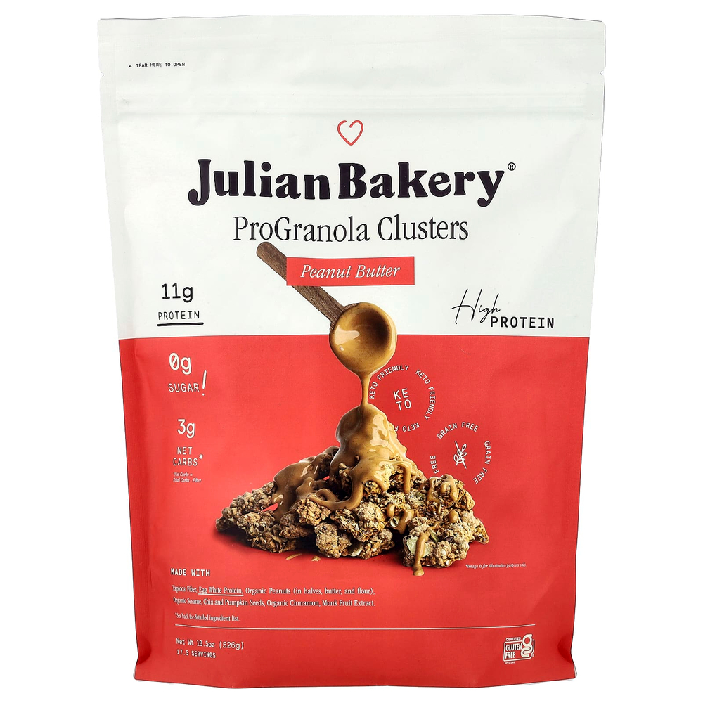 Julian Bakery, ProGranola, гранулы с арахисовой пастой, 526 г (18,5 унции)