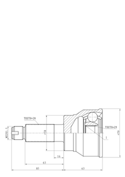 ШРУС наружный SUZUKI SX4 1.5-1.6 06 , FIAT SEDICI 1.6-1.9D 06 GANZ GIK04072