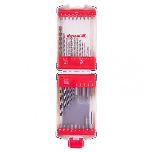 MATRIX Набор сверл комбинированный мет.1-6мм бетон 4-8мм дер.3-8мм биты 22шт адаптер 44предмета