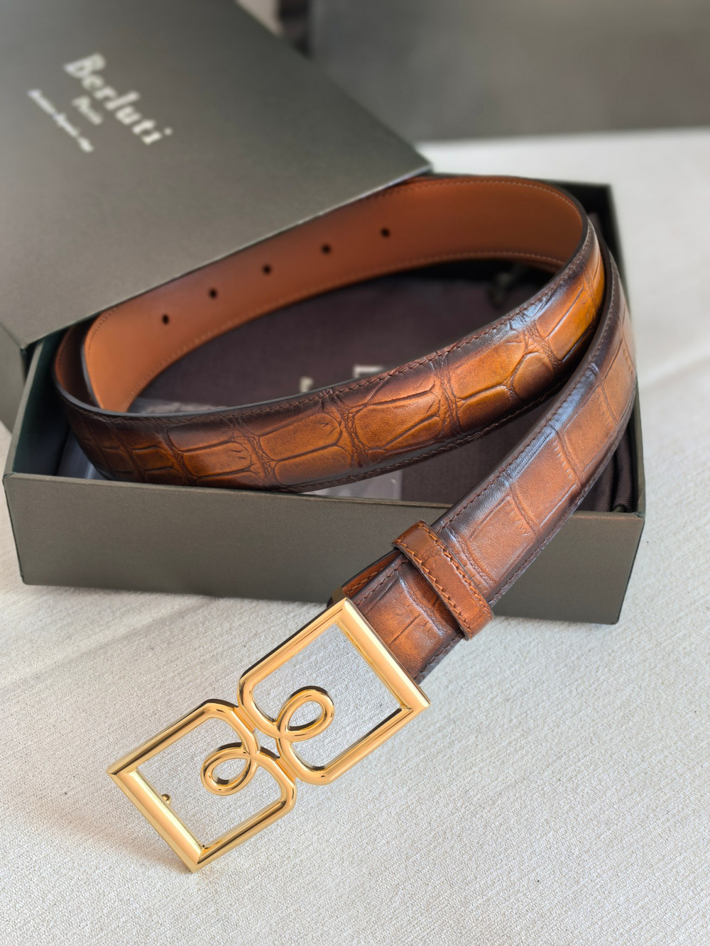 Ремень из коровьей кожи с ручной окраской