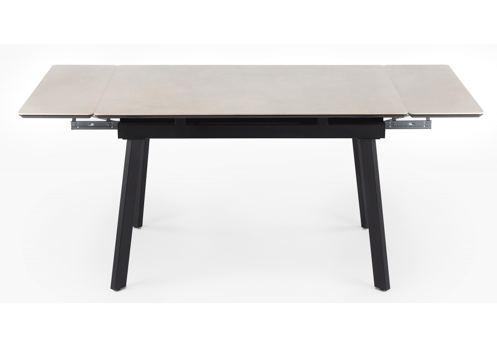 Керамический стол Woodville Норман 120(180)х80 carmen light grey, черный, ножки черные