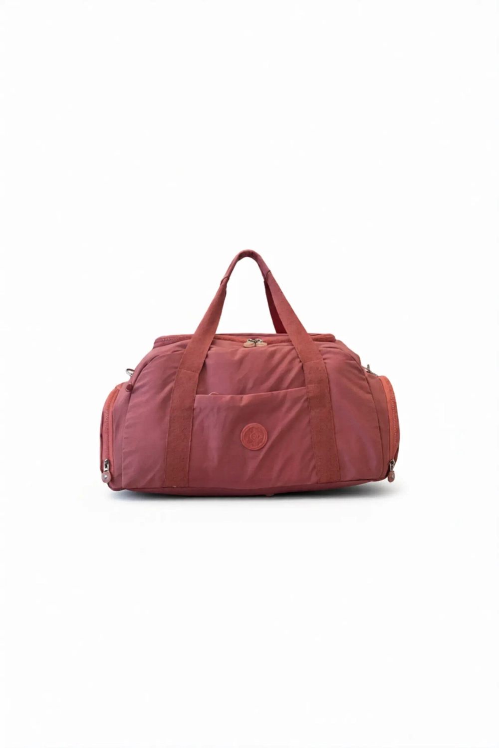 Сумка дорожная красная из плотного текстиля вместительная QOZA