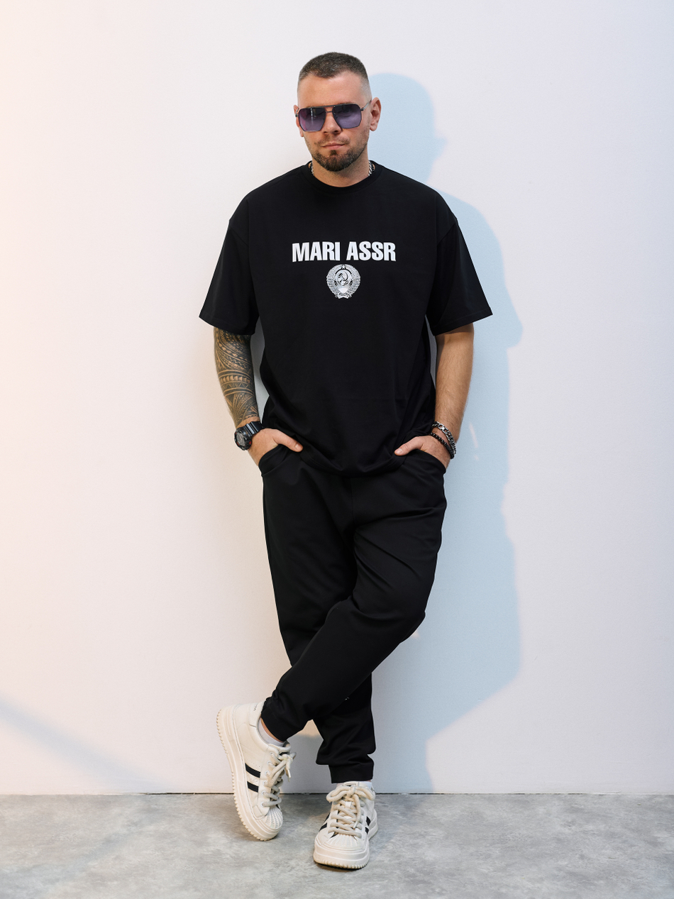 Футболка оверсайз унисекс " MARI ASSR" черный