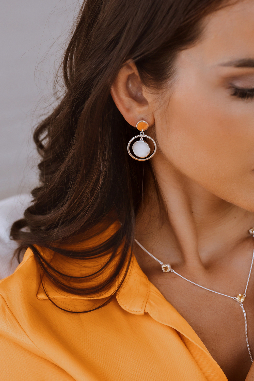 Серьги «Облако» с белым перламутром