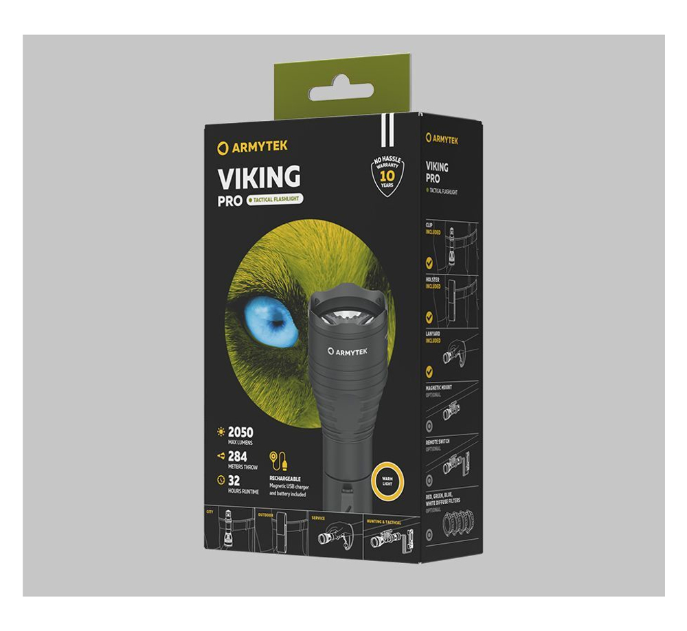 Фонарь тактический Armytek Viking Pro Magnet USB, XHP50.2, Теплый, 2050 лм, 1x18650 (в комплекте)