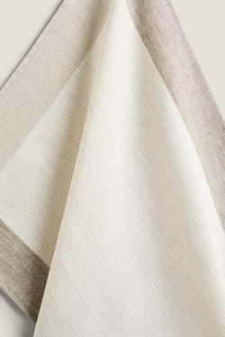 ZARA HOME ПОЛОСАТАЯ ЛЬНЯНАЯ КУХОННАЯ ТКАНЬ, БЕЖЕВЫЙ