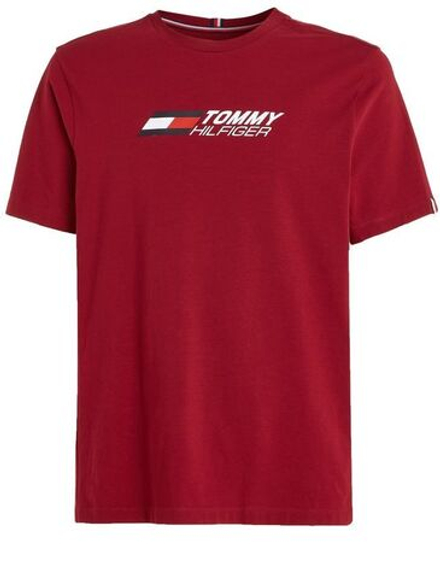 Мужская теннисная футболка Tommy Hilfiger Essentials Big Logo Short Sleeve Tee - rouge