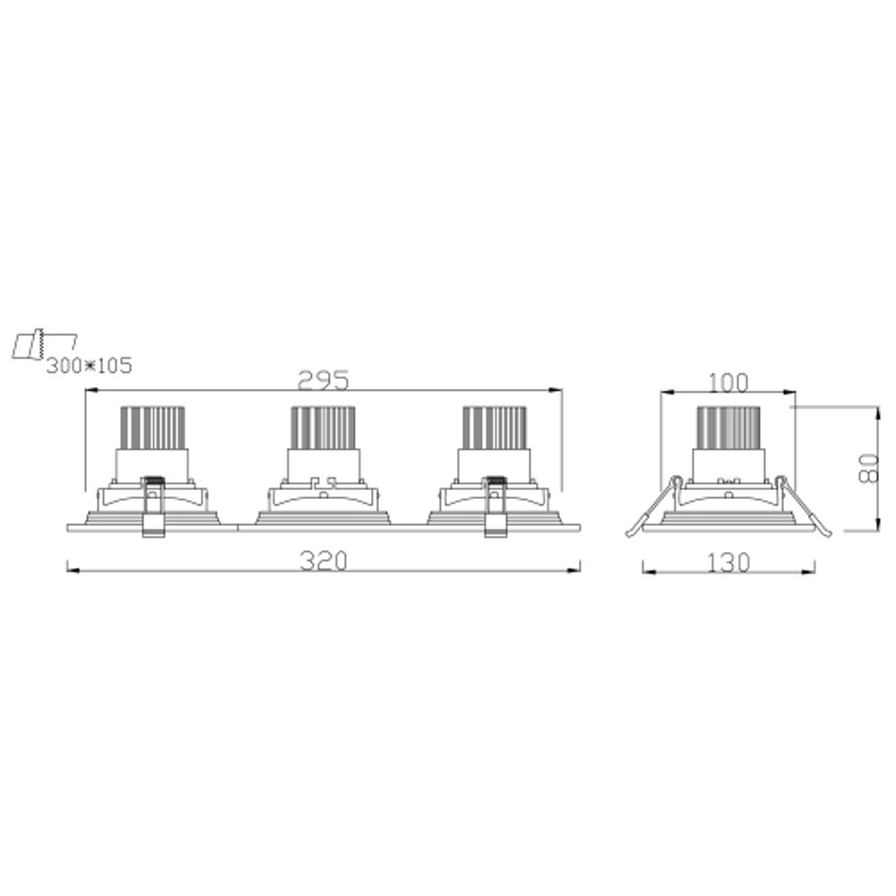 Светильник светодиодный встраиваемый Даунлайт ЭРА SKD-13-36-40K-W09 3х9Вт 4000K 3240Лм 320х130х100 5 лет гарантии