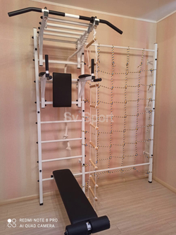 Монтаж шведской стенки Sv Sport с канатным лазом в бетонные, кирпичные стены