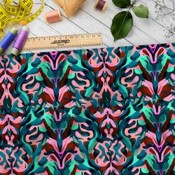 Ткань бифлекс  абстрактные цветы волной