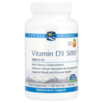 Nordic Naturals, витамин D3 5000, со вкусом апельсина, 5000 МЕ, 120 капсул