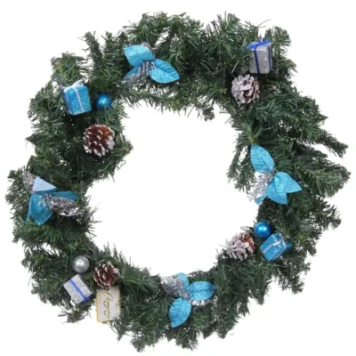 Венок хвойный «Зимние подарки» d-50 см, голубой