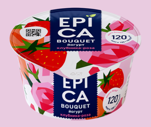 ЙОГУРТ EPICA BOUQUET КЛУБНИКА И РОЗА 4.8% 130ГР