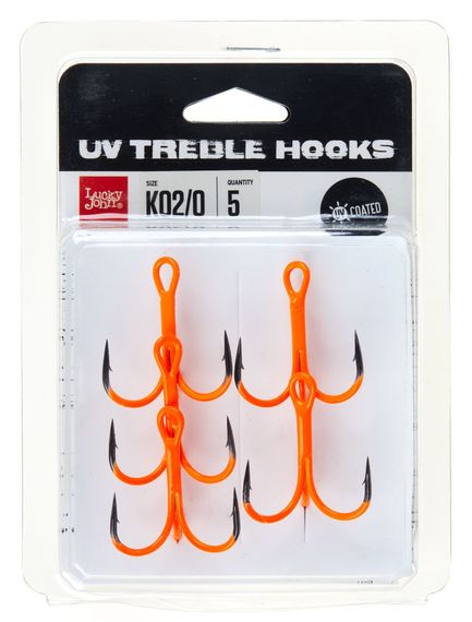 Крючки-тройники Lucky John  Orange UV LJH201 разм.K02 5 шт.