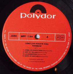 Винтажная виниловая пластинка LP Rainbow Long Live Rock N Roll (Japan 1978) (Obi) Sensitive To Light