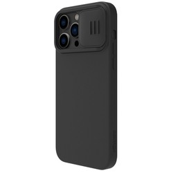 Твердый чехол с мягким шелковистым покрытием от Nillkin для iPhone 14 Pro, серия CamShield Silky Silicone Case с защитной шторкой для камеры