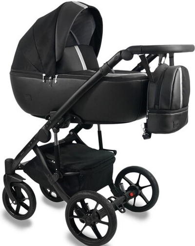 Детская коляска Bexa Air 2 в 1 07 черная кожа+серебряный