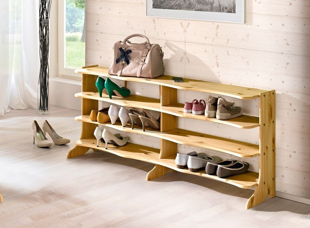 Обувница деревянная Твист из массива сосны, лакированная