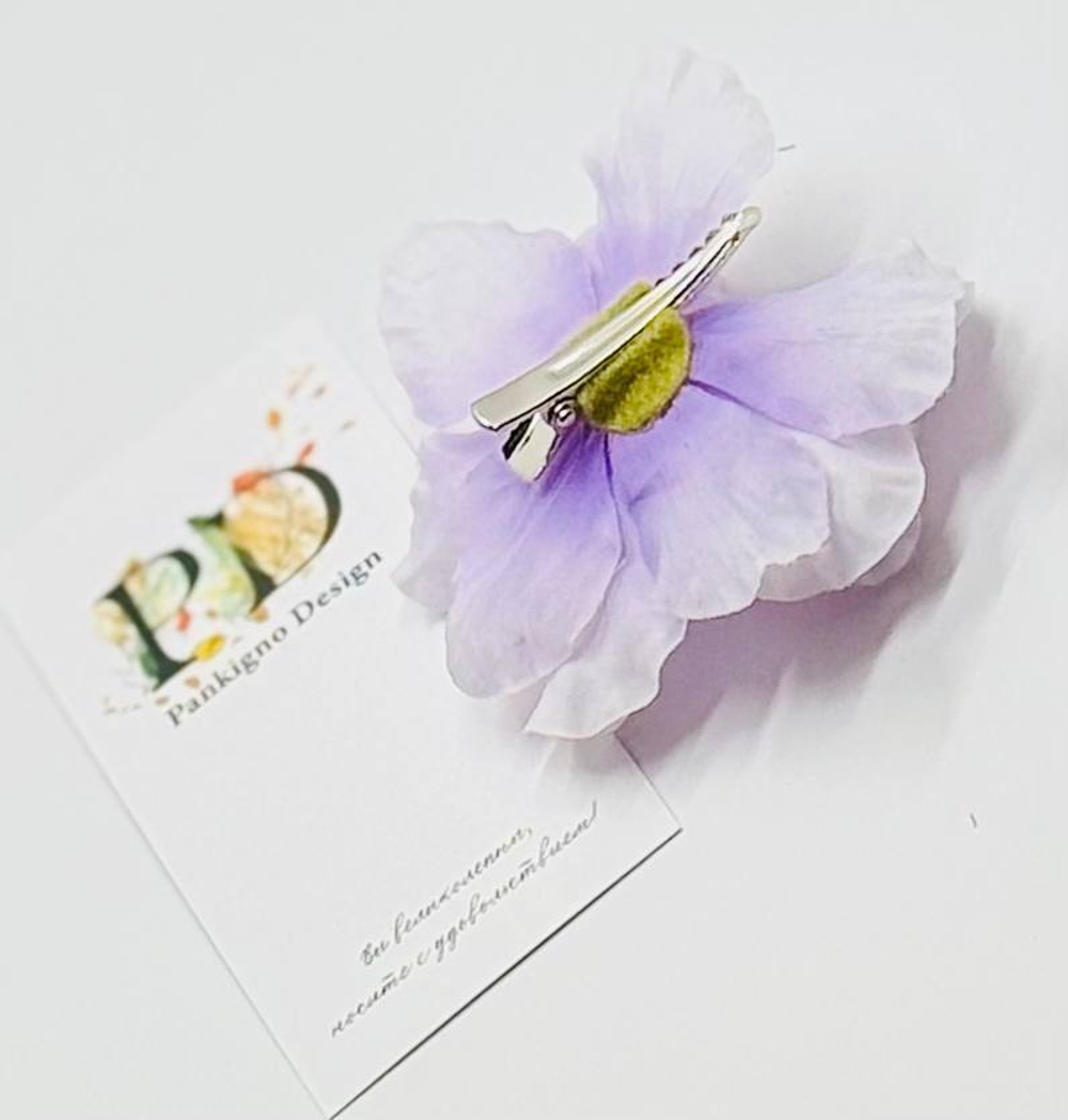 Заколка-зажим Pankigno Design с цветком Мальвы Violet