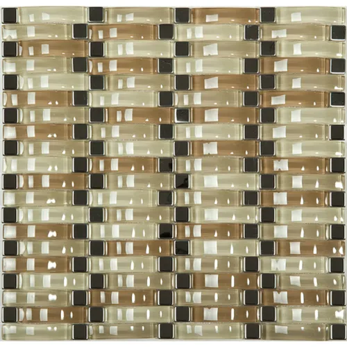 Мозаичная плитка стекло S-813 Exclusive бежевый коричневый глянцевая