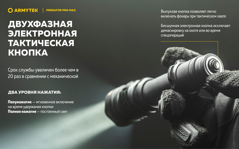 Фонарь Armytek Predator Pro Max (холодный свет) F08201C 3000 люмен
