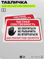 Табличка для частной территории "Частная собственность", на дом, для участка, организаций, предупреждающая, 40х30 см, Silver Plane x Айдентика Технолоджи