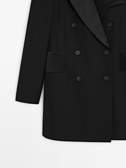 Massimo Dutti Платье-блейзер с атласной деталью, черный