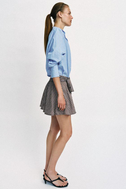 ZARA ШОРТЫ В ПОЛОСКУ С ЗАВЯЗКАМИ, КОРИЧНЕВЫЙ