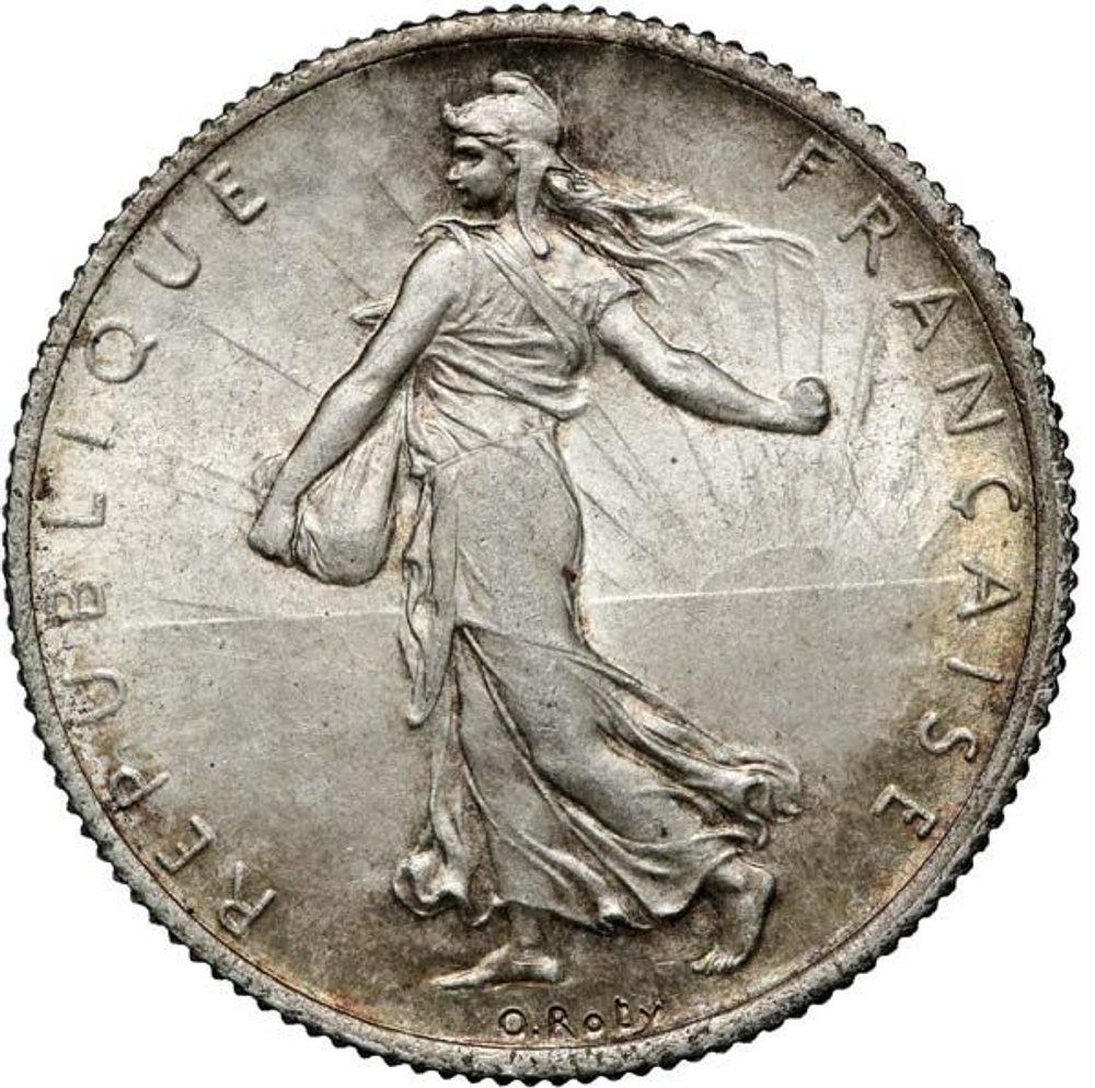 France, 2 Francs, 1916 – "La Semeuse", XF