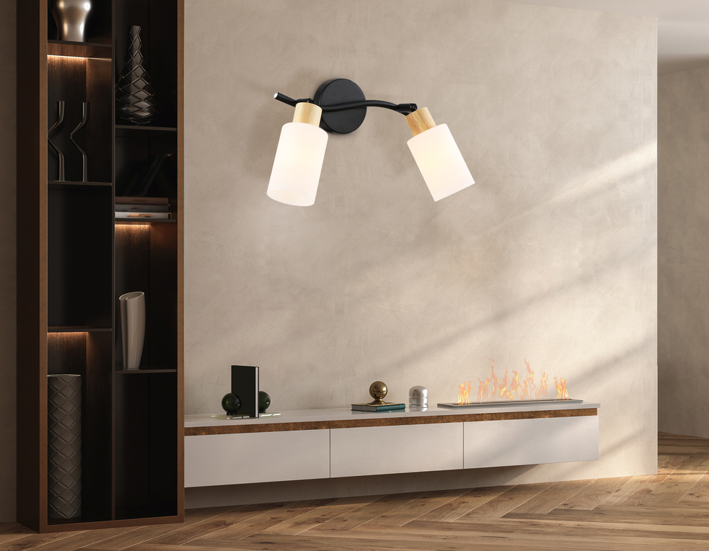 Светильник накладной TR8721/2 BK/WD черный/дерево E14/2 max 60W 380*100*210