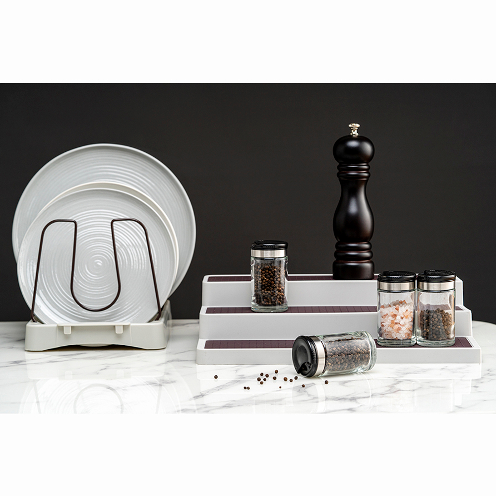 Полка трехъярусная раздвижная brage, 37х24,5х9 см, светло-серая/темно-сливовая