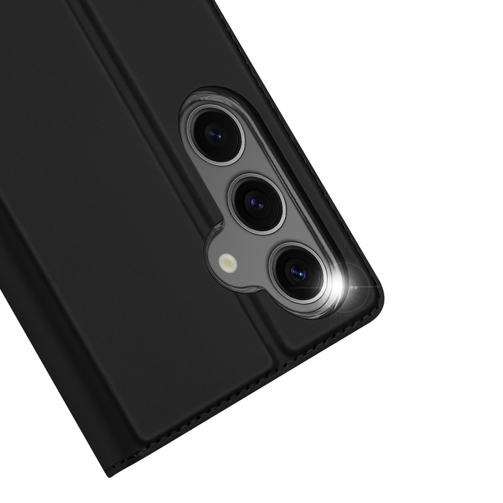 Чехол книжка из PU кожи черного цвета от Dux Ducis для Samsung Galaxy S24 FE, серия Skin Pro Series Case