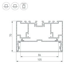 Профиль с экраном S2-LINE-10570-2500 ANOD+OPAL (Arlight, Алюминий) 021175