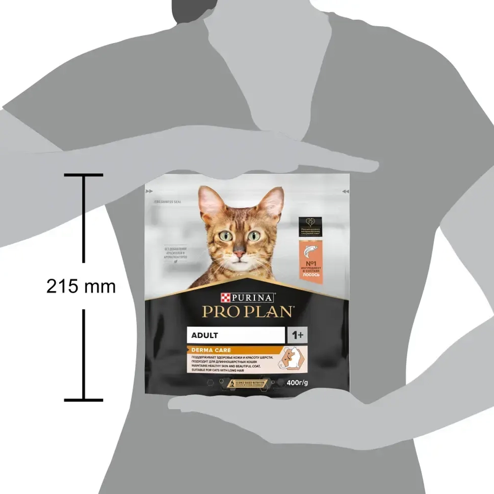Pro plan cat adult derma care сухой корм для взрослых кошек для кожи и шерсти с лососем - 400 г