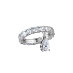 Кольцо с подвеской каплей белой